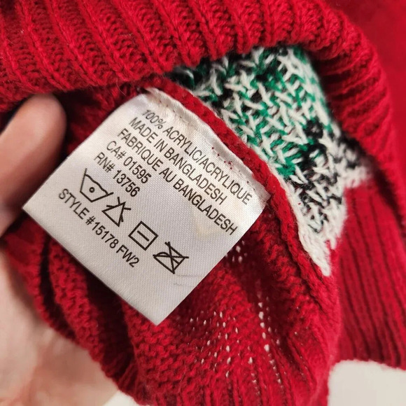 Vintage Ugly  Christmas Tree Sweater Red Unisex - Picture 8 of 11